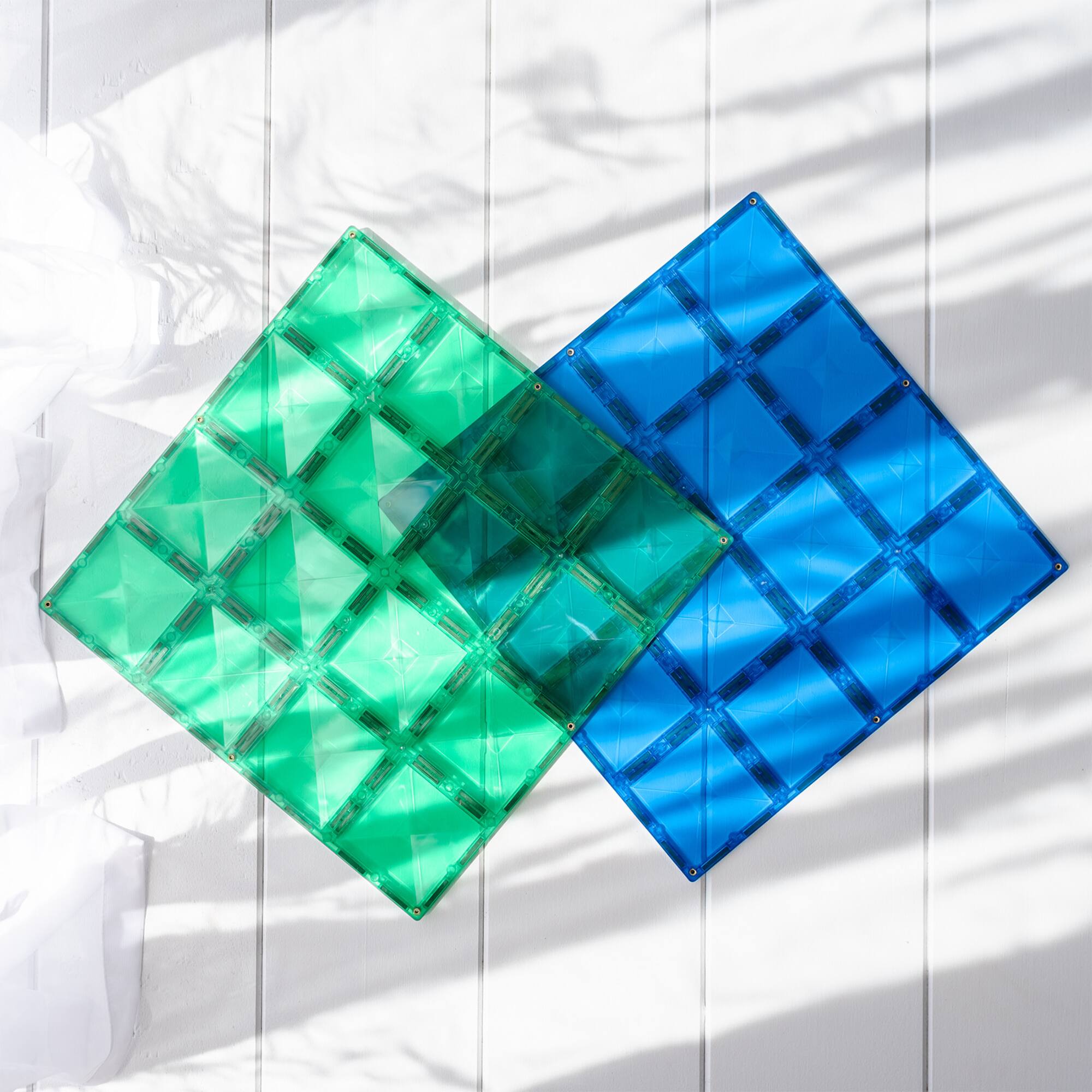 Connetix® Blue & Green Magnetic Tiles Rainbow Base Plates, 2ct.